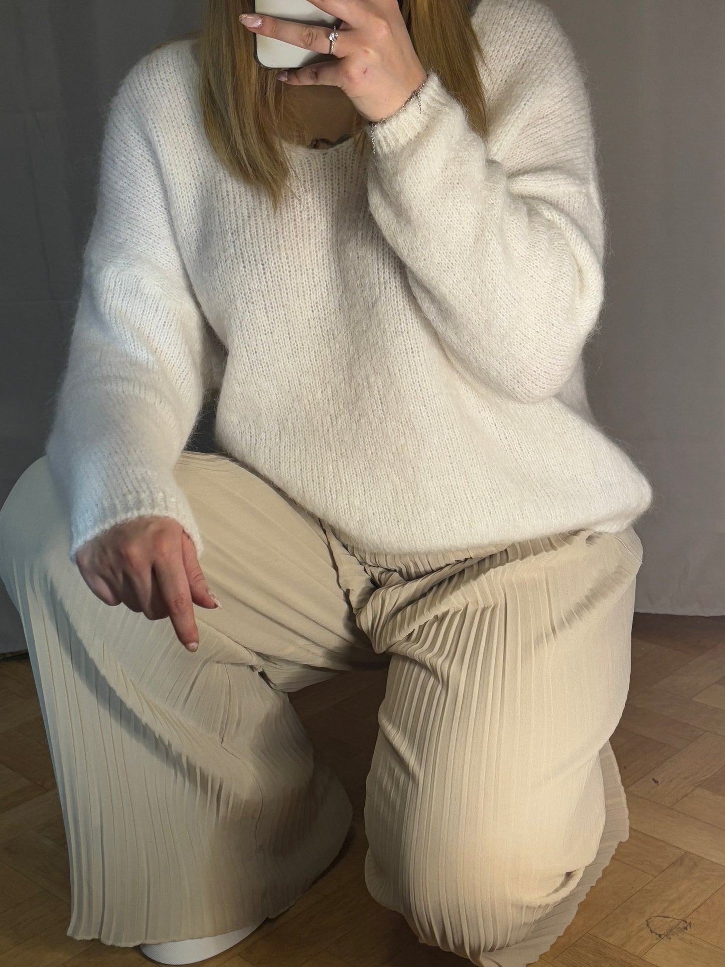 Pantalon plissé beige