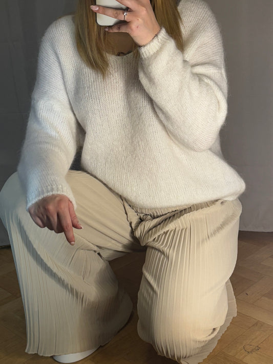 Pantalon plissé beige