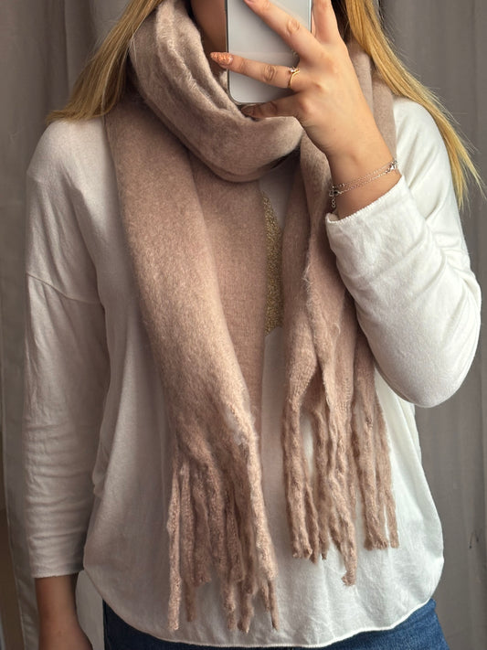 Écharpe à frange taupe - Seizecollection
