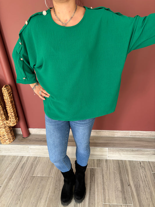 Blouse boutons verte
